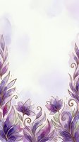 Elegant purple and magenta floral border with watercolor wash background, isolated on white. Ornamental flowers and scrolling leaves frame empty space for text, invitations, or greeting cards.
