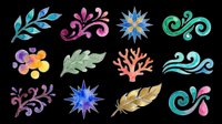 Watercolor floral and nature design elements set, isolated on transparent background, ready for clipart, stickers, t-shirt design, sublimation, and print on demand projects.