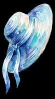 Watercolor blue floppy sun hat with ribbon, isolated on transparent background, ready for T-shirts, stickers, sublimation, and print on demand design use.