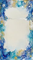 Festive winter frame with blue and gold ornamental borders, snowflakes, and stars on cream background. Isolated design element ready for greeting cards, invitations, posters, and holiday projects.