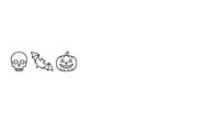 Skull, bat, and jack-o-lantern pumpkin line art icons isolated on white background. Halloween symbols for seasonal designs, invitations, and festive graphics.