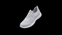 Gray slip-on sneaker with knit upper and white sole, isolated on transparent background. Ready for footwear catalogs, t-shirt design, stickers, and print on demand use.