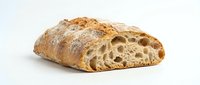 Artisan sourdough bread loaf with rustic crust and airy crumb structure isolated on white background for bakery and food design projects.