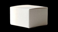 Soft beige and gray cubic ottoman or pouf isolated on transparent background, ready for interior design, furniture mockups, home decor projects, and digital design applications.