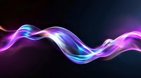 Glowing neon waves with purple and blue colors flow smoothly across dark background creating dynamic light trails effect suitable for abstract designs and backgrounds.