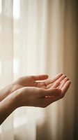 Open palms of a woman with medium skin tone facing upward in soft natural light, conveying care, giving, receiving, or support concepts for wellness and charity campaigns.