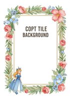 Watercolor floral frame with fairy tale princess character, pink roses and blue flowers on white background for invitations and greeting cards.