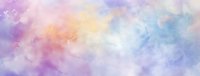 Dreamy watercolor background with soft blending of purple, pink, orange and blue hues creates ethereal atmospheric effect, suitable for artistic designs and layouts.