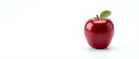 Fresh red apple with green leaf isolated on white background for healthy eating and nutrition concepts.
