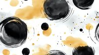 Abstract watercolor pattern with black and gold circles on white background, creating elegant contrast for modern graphic design projects.