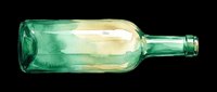 Empty green glass wine bottle isolated on transparent background, ready for design use on t-shirts, clipart, stickers, print-on-demand products and sublimation projects.