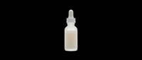 Frosted glass dropper bottle with white liquid, isolated on transparent background, ready for skincare, cosmetic, serum, and print on demand design use.