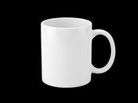 Blank white ceramic mug isolated on transparent background, ready for custom design, sublimation printing, and print-on-demand merchandise applications.