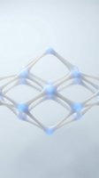 Abstract geometric diamond pattern with blue glowing nodes and white framework on light background for modern digital design and technology concepts.