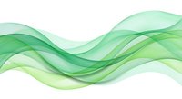 Abstract green flowing waves on white background creating smooth organic curves and transparent layers for modern design projects and presentations.