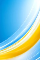 Dynamic curved lines in bright blue and yellow create flowing abstract background with smooth gradient transitions and soft white highlights. Suitable for business designs.