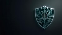 Glowing geometric shield with intricate Celtic knot pattern on dark background, suitable for security, protection, technology, and gaming design projects.