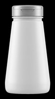 White cosmetic bottle with silver flip cap, isolated on transparent background. Ready for mockup, packaging design, t-shirt, stickers, print on demand, and sublimation projects.