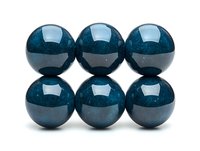 Six glossy deep teal spheres arranged in two rows, showcasing smooth polished surface with subtle sparkle effect on white background.