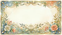Elegant floral frame with gold ornaments, roses, and green leaves on a cream background, isolated for cards and invitations.