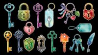 Vintage ornamental keys, locks, and charms collection isolated on transparent background, ready for t-shirt design, clipart, stickers, sublimation, and print-on-demand products.