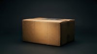 Closed cardboard shipping box on dark background, ready for delivery, packaging, logistics, storage, and e-commerce applications.