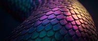 Iridescent reptile scales glowing in purple, teal, and gold tones, showcasing exotic texture and vibrant color for nature and design backgrounds.