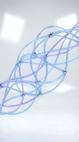 Abstract blue and purple intertwined spiral ribbons creating dynamic flowing motion on light background for modern digital design and technology concepts.