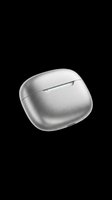 Silver wireless earbuds case isolated on transparent background, ready for t-shirt design, clipart, stickers, sublimation and print-on-demand products.