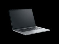 Silver laptop with blank black screen isolated on transparent background, ready for design use in mockups, clipart, stickers, and print on demand projects.