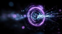 Futuristic purple energy portal with glowing rings and light streams on dark background for sci-fi technology designs and digital art projects.