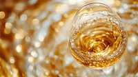 Golden liquid swirling in cognac glass creates dynamic spiral motion against blurred warm bokeh background, luxury beverage photography for restaurant menu.