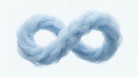 Blue infinity symbol made of soft flowing smoke or cloud texture on white background for spiritual and mathematical concepts.