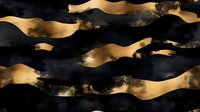 Abstract wavy pattern with metallic gold brushstrokes on black background, seamless repeat design with luxurious texture and distressed grunge effect creates elegant surface.