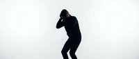 Black silhouette of person holding head in hands showing stress, depression or mental health struggle isolated on white background for design use.