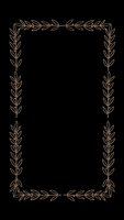Elegant gold leaf botanical border frame on black background for wedding invitations, certificates, and luxury design projects.