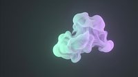 Abstract flowing smoke or ink swirling in soft pastel gradient colors of mint green, lavender, and purple against dark background. Suitable for backgrounds, overlays, and design projects.