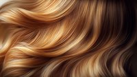 Luxurious flowing blonde and brown hair with smooth waves and highlights, showcasing natural movement and healthy shine for beauty and haircare advertising.