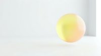 Translucent sphere with soft yellow and peachy gradient on white background, isolated for design projects, web graphics, and digital compositions.