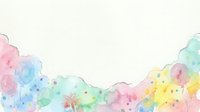 Watercolor paint splashes in pastel rainbow colors creating artistic border frame on white background for creative projects and design elements.