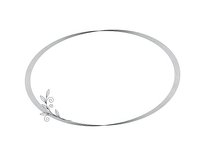 Elegant oval frame with decorative floral corner element on transparent background for wedding invitations, certificates and graphic design projects.