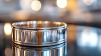 Metallic silver cosmetic jar on dark surface with soft bokeh lights in background, luxury skincare product packaging mockup for beauty industry.