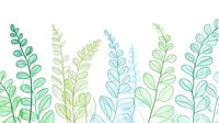 Delicate fern leaves in soft mint green, sage, and aqua blue create a gentle botanical pattern, arranged in vertical composition on white background.