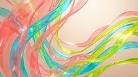 Abstract colorful flowing ribbons in pink, turquoise and lime green creating dynamic swirling motion on light background for modern design projects.