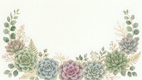 Watercolor succulent plants and botanical leaves arranged in a decorative border frame on isolated white background, ready for wedding invitations, greeting cards, and design projects.