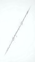 Thin metal wire breaking or shattering with particles dispersing across white background, isolated element for design projects and digital compositing.