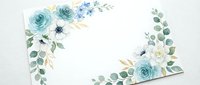 Watercolor floral frame with blue roses, white flowers and eucalyptus leaves on transparent background for wedding invitations and greeting cards.