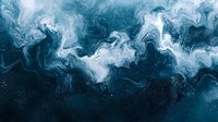 Swirling abstract fluid art in deep ocean blue and white creates dramatic marble effect with flowing waves and ethereal smoke-like patterns for luxury design.
