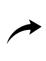 Black curved arrow pointing right on white background isolated for graphic design and presentation use.