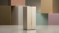 Abstract geometric composition with neutral colored rectangular blocks and soft pastel tones creating modern minimalist design for contemporary branding.